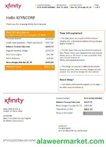 San Francisco Xfinity Comcast utility business bill SCR page 1